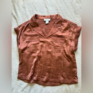 Madewell Copper-Tone Short Sleeve Utility Top